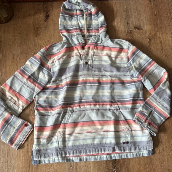 Faherty Men’s Pacific Poncho Beacon Paradise Aztec Tribal Hoodie Pullover Size L - Picture 2 of 6